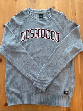 Vintage DC Shoes Co. Gray Ribbed Knit Sweater Men's XL (Slim Fit) Y2K Streetwear